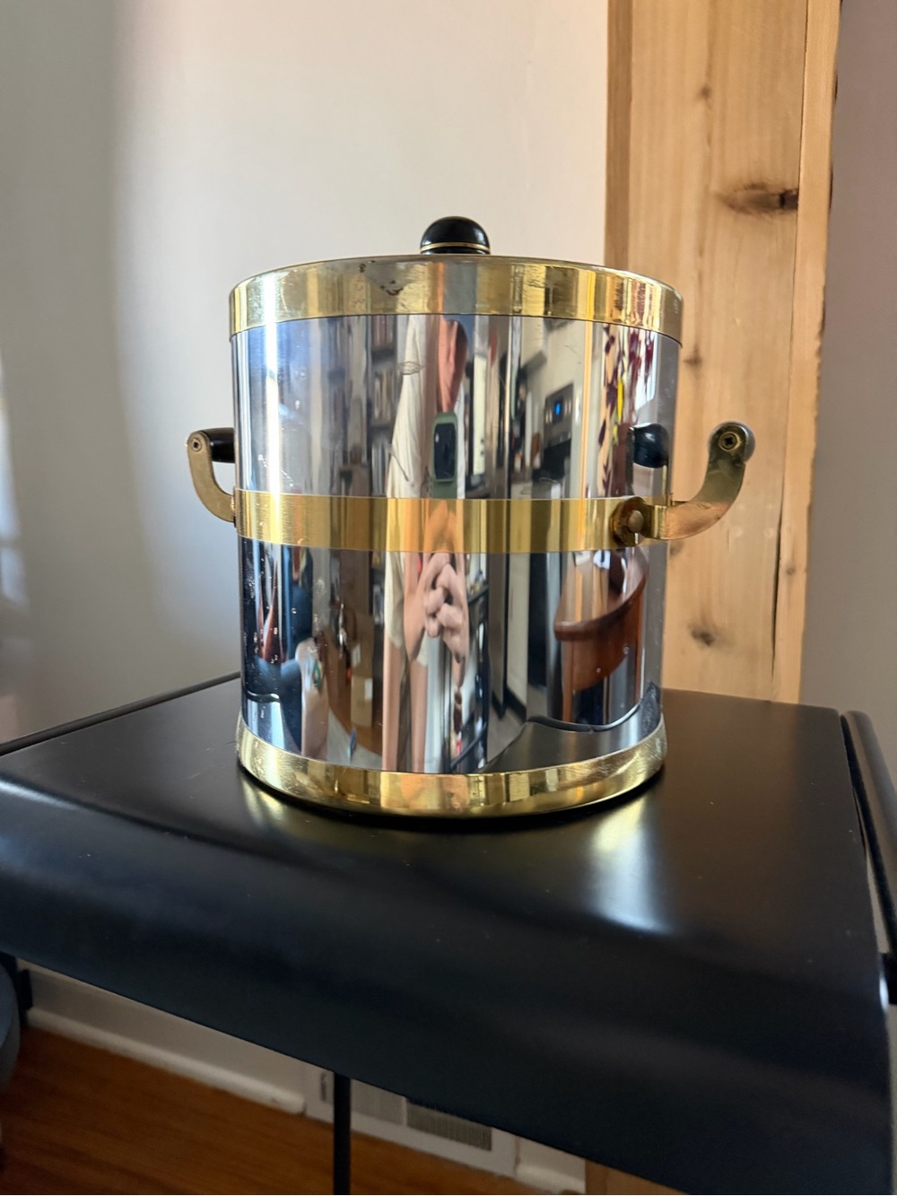 Midcentury Modern Vintage Chrome & Brass Ice Bucket